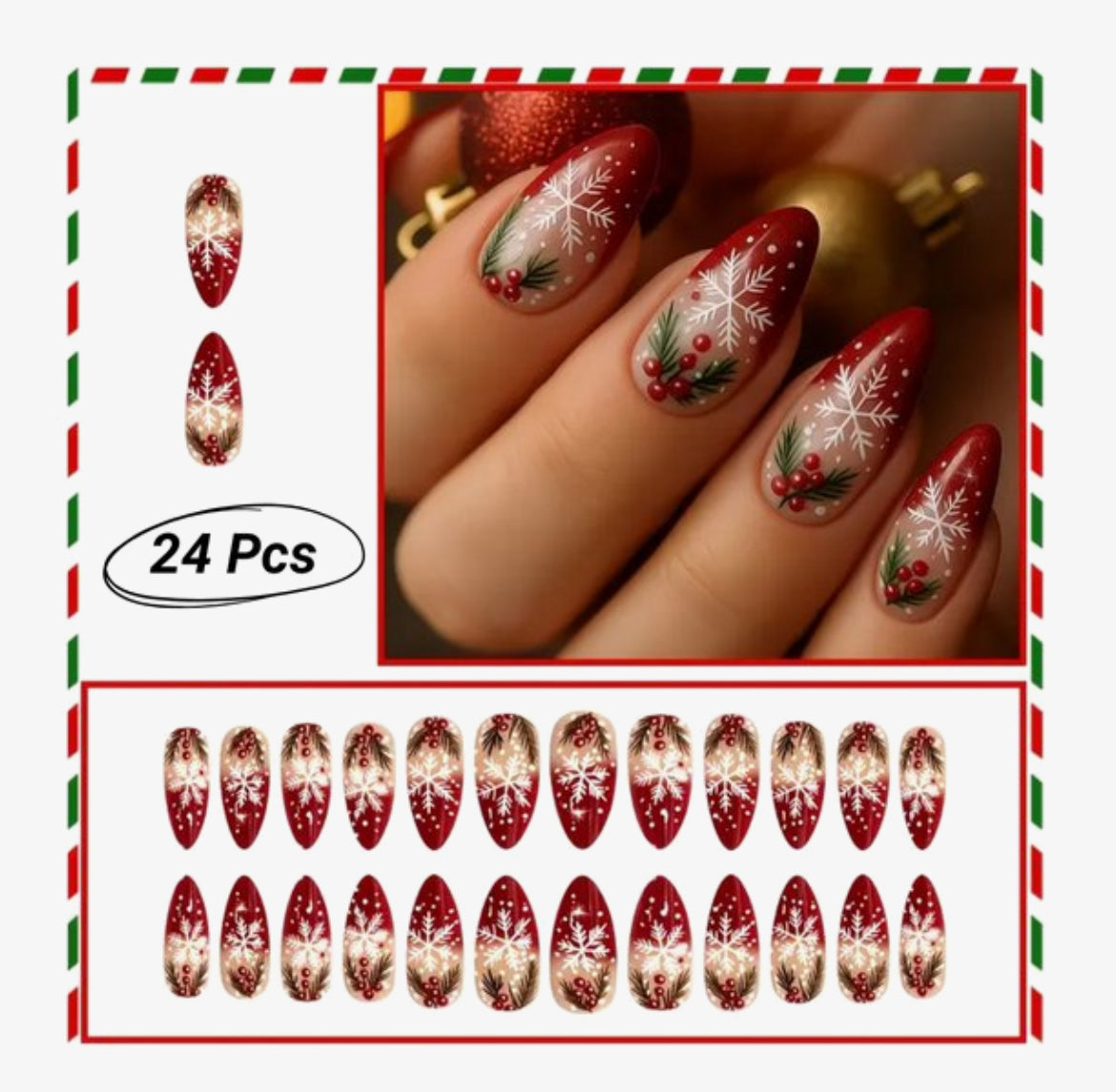 GUAPÀ® Plaknagels | 24 stuks valse nagels Kerst