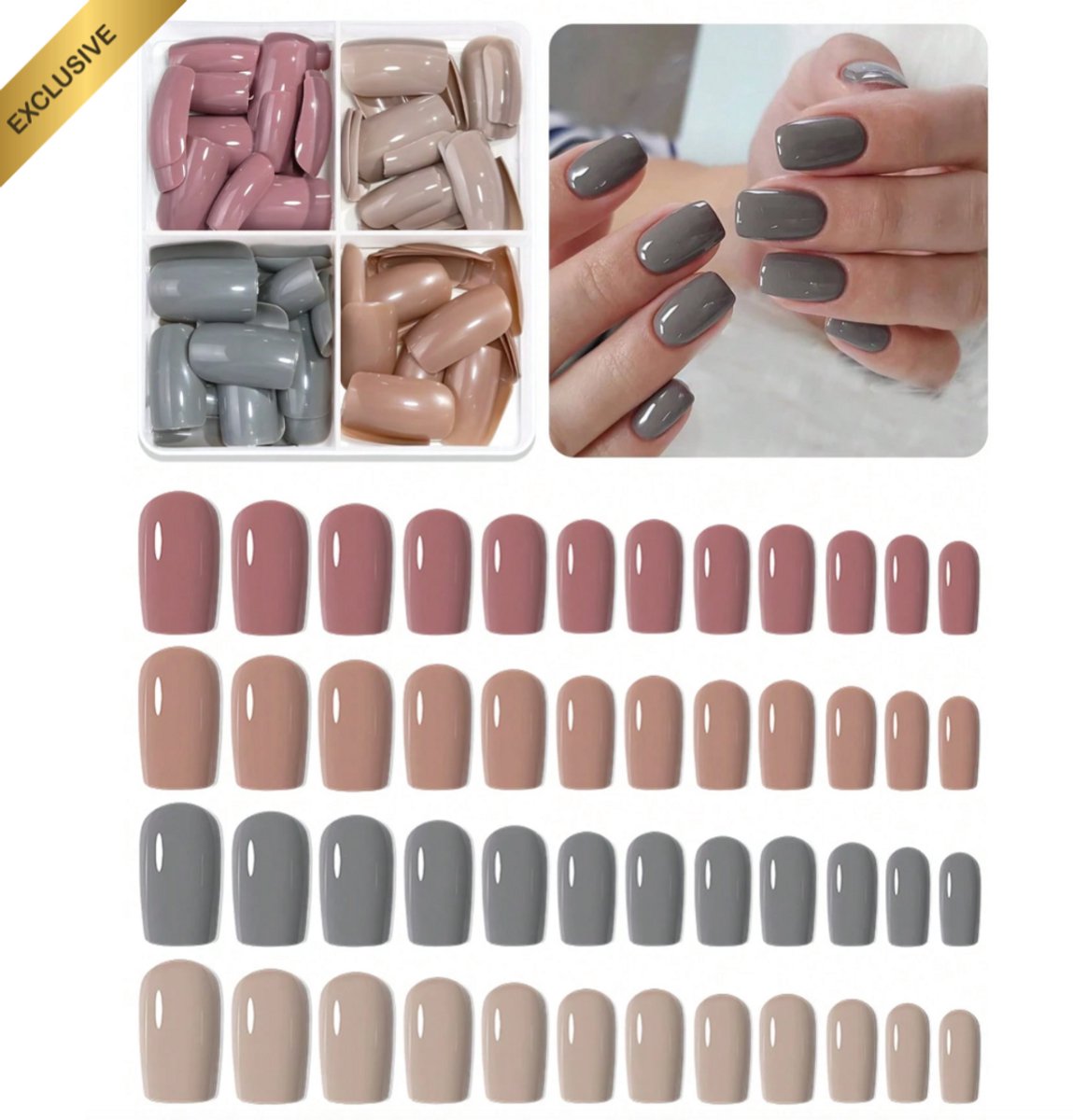 GUAPÀ® Plaknagels Nude Tinten | 96 stuks valse nagels | Press On Nails | Zelfklevende Plaknagels | Nepnagels | Kunstnagels | Compleet plaknagels starterspakket | Nagels Wraps | Nail Art | Herfst Nagels | 96 stuks plaknagels Nude Tinten