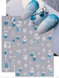 GUAPÀ® Nagelstickers Kerst | 4 Vellentjes Nail Decals Kerst Blauw en Wit Glitters