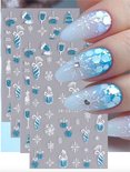 GUAPÀ® Nagelstickers Kerst | 4 Vellentjes Nail Decals Kerst Blauw en Wit Glitters