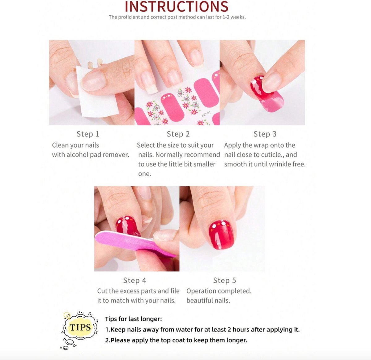 Nail Wraps Nagelstickers 1 pcs | Rood glitters