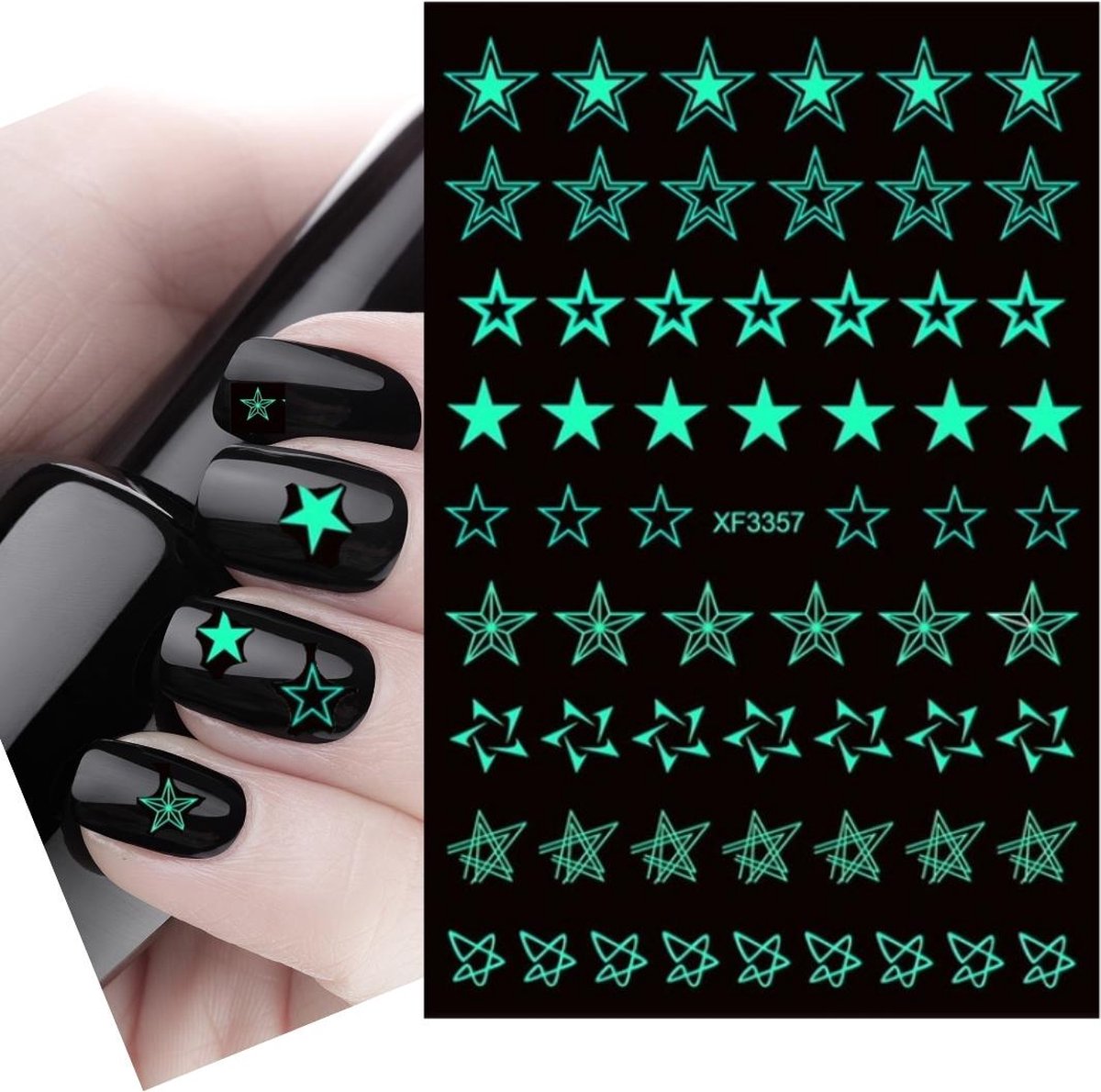 Nagelstickers - Nail wraps - Nail Art - Nagel Folie - Groen / Zilver