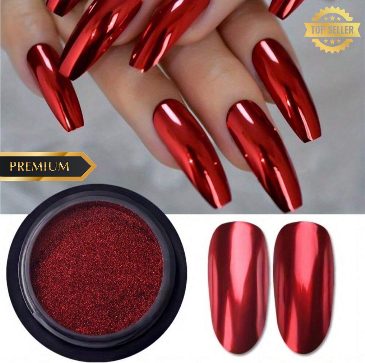 GUAPÀ® Holografische Glitter Poeder Rood | Nail Art glitters | Kameleon Chrome Poeder | Nail Art & Nagel Decoratie | Spiegel en pigment poeder | Chrome Nagels | 1 stuks Rode Holografische Poeder