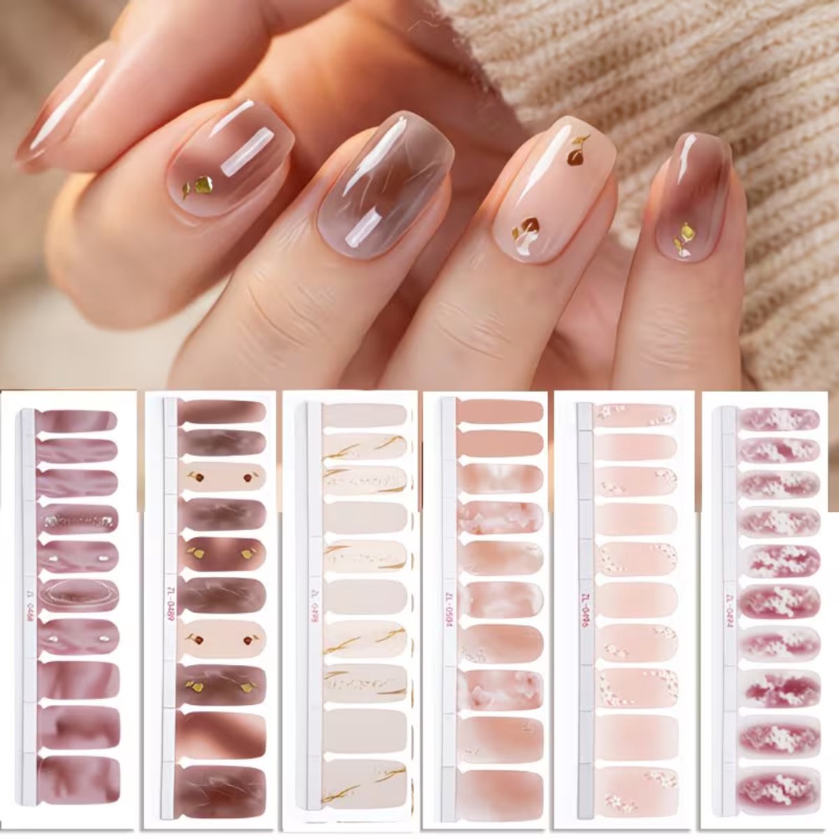 GUAPÀ® Nagelstickers & Nail wraps - 6 Vellen - Diverse kleuren Nagellak Wraps