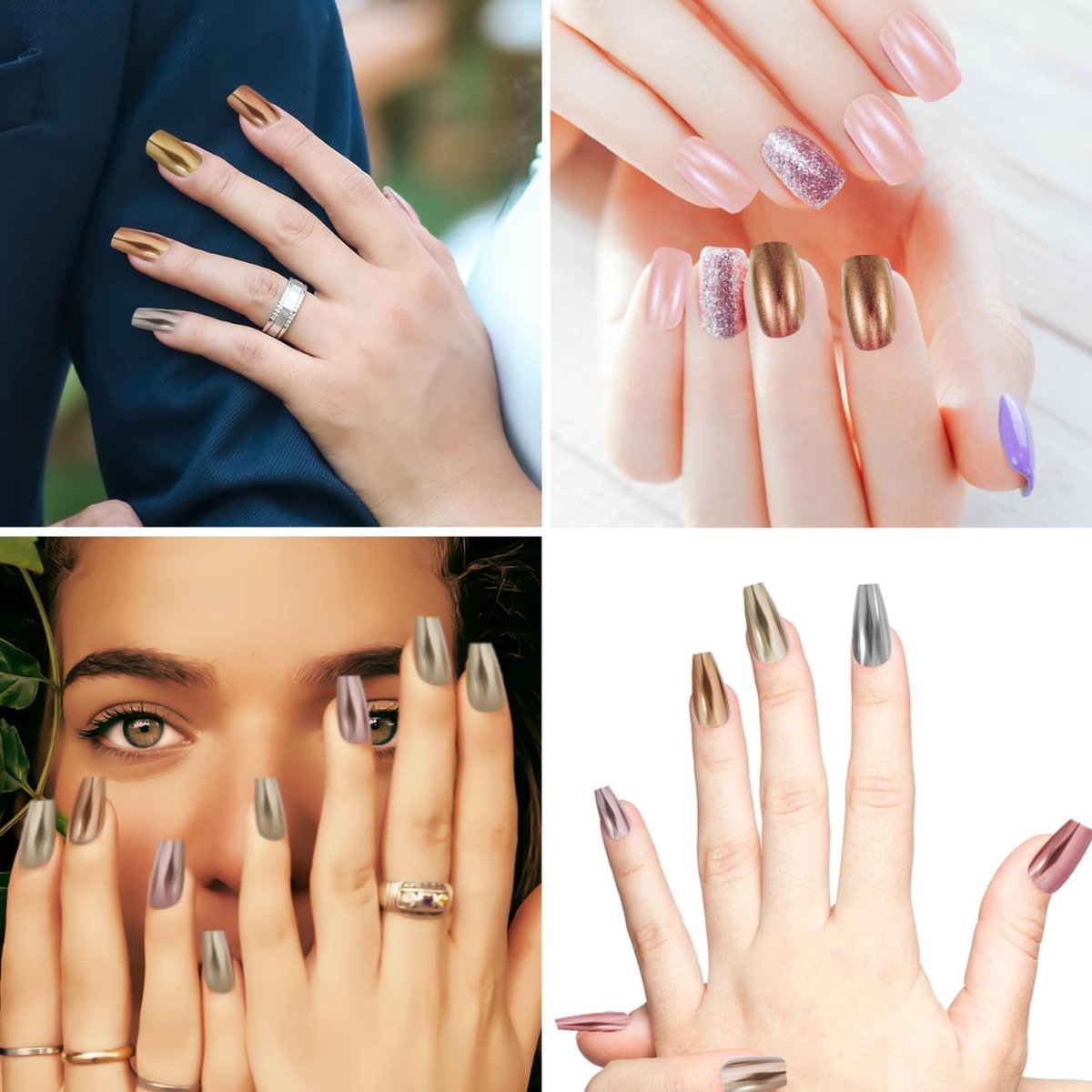 GUAPÀ® Holografische Glitter Poeder Set | 6 Nail Art glitters | Nail Art & Nagel Decoratie | Spiegel en pigment poeder | Chrome Nagels | 3 stuks diverse kleur nagelpoeder