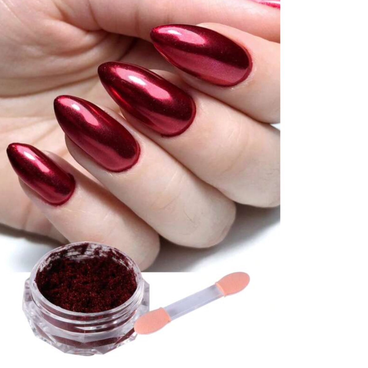 GUAPÀ® Holografische Glitter Poeder Set | Nail Art glitters | Nail Art & Nagel Decoratie | Spiegel en pigment poeder | Chrome Nagels | 1 stuks Rode nagelpoeder