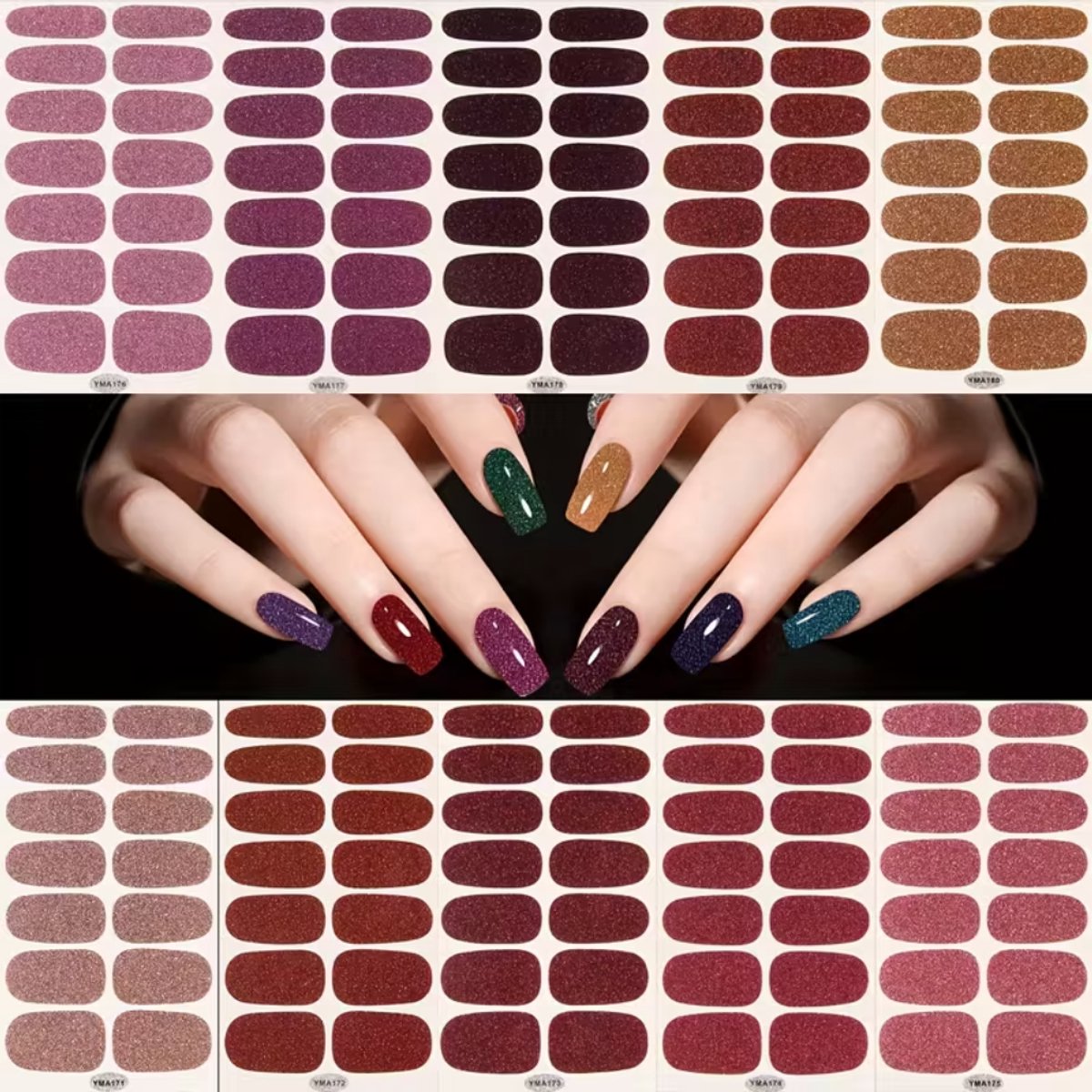 GUAPÀ® Nagelstickers & Nail wraps - Nail Art - Nagel Folie - Glitter Stickers - Nagelstickers Diverse Patroontjes - Nagellak Stickers - 10 pcs Nail Art stickervellen Glitter Wraps Nagels