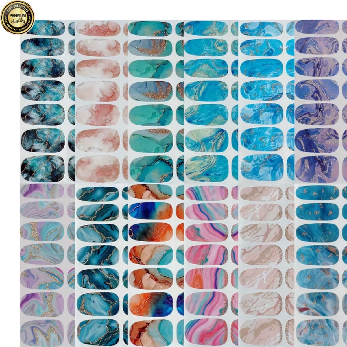 GUAPÀ® Nagelstickers & Nail wraps - Nail Art - Nagel Folie - Diverse kleuren Nail Wrap - 12 Vellen Nagelstickers - marmeren patronen