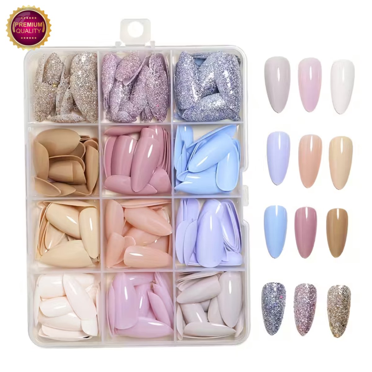 GUAPÀ® Plaknagels 288 Pcs Diverse Kleuren | Almond Nagel Tips | Kunstnagels | Valse nagels | Press On Nails | Nepnagels Diverse Kleuren Pastel Nude 288 Stuks Almond Shape