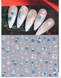 GUAPÀ® Nagelstickers Kerst | 4 Vellentjes Nail Decals Kerst Blauw en Wit Glitters