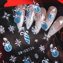 GUAPÀ® Nagelstickers Kerst | 4 Vellentjes Nail Decals Kerst Blauw en Wit Glitters
