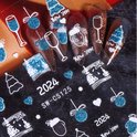 GUAPÀ® Nagelstickers Kerst | 4 Vellentjes Nail Decals Kerst Blauw en Wit Glitters