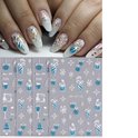 GUAPÀ® Nagelstickers Kerst | 4 Vellentjes Nail Decals Kerst Blauw en Wit Glitters