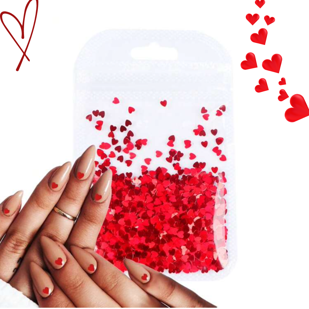 GUAPÀ® Nail Art Decoratie Rode Hartjes Glitters