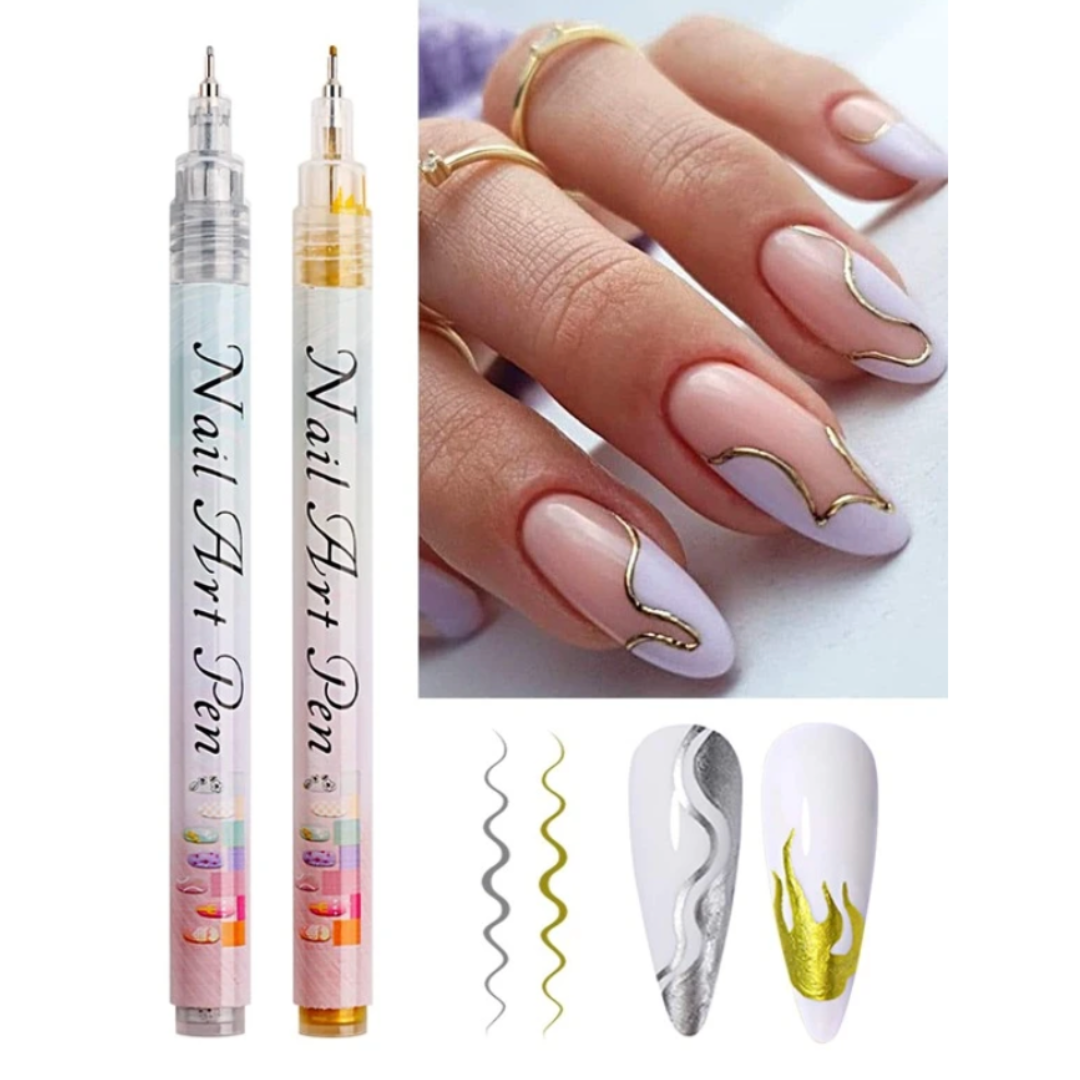 GUAPÀ® Nail Art Pen Graffiti Stiften voor Nail Art Goud & Zilver