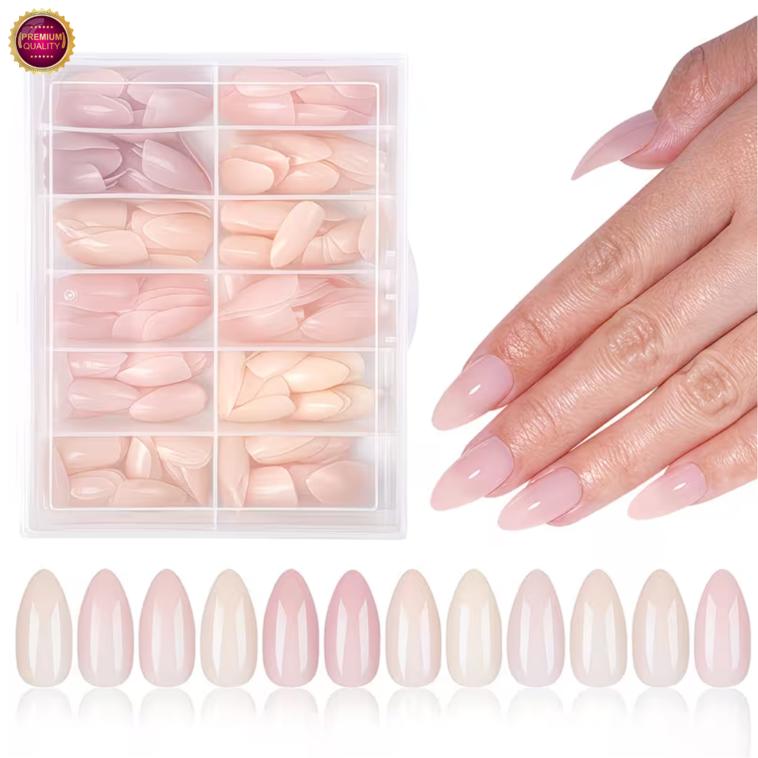 Plaknagels 288 Pcs Parelmoer Kleuren | Almond Nagel Tips