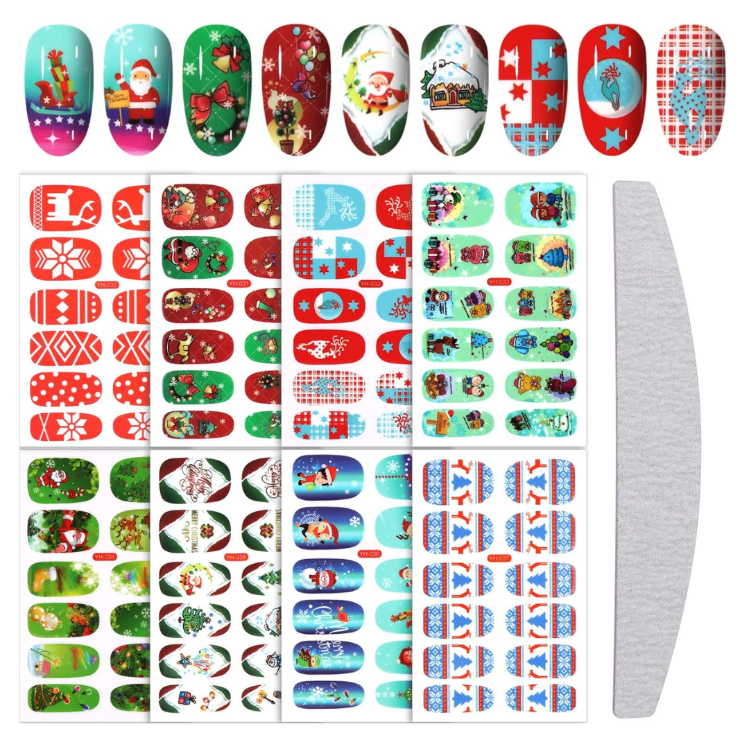 GUAPÀ® Nagelstickers & Nail wraps 8 Vellen Kerst Nagelstickers