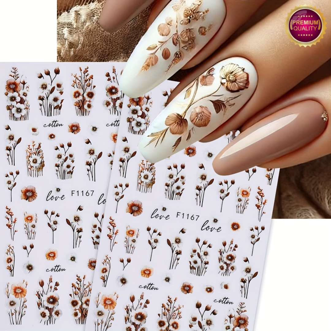 Nagelstickers Bloementjes 3D 2 Vellen