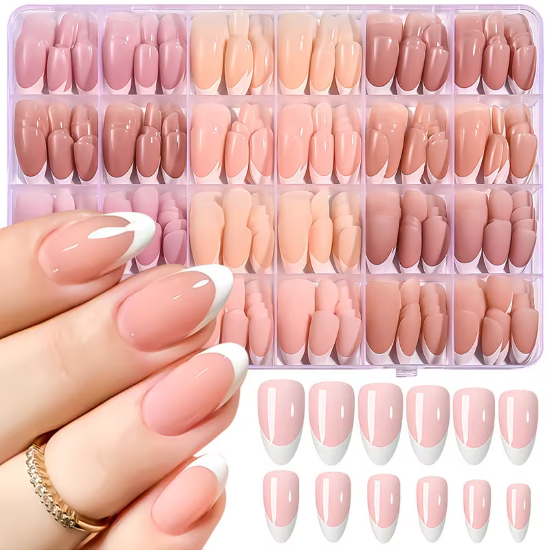 Plaknagels Almond Tips | 360 Pcs Nude Tinten French Manicure