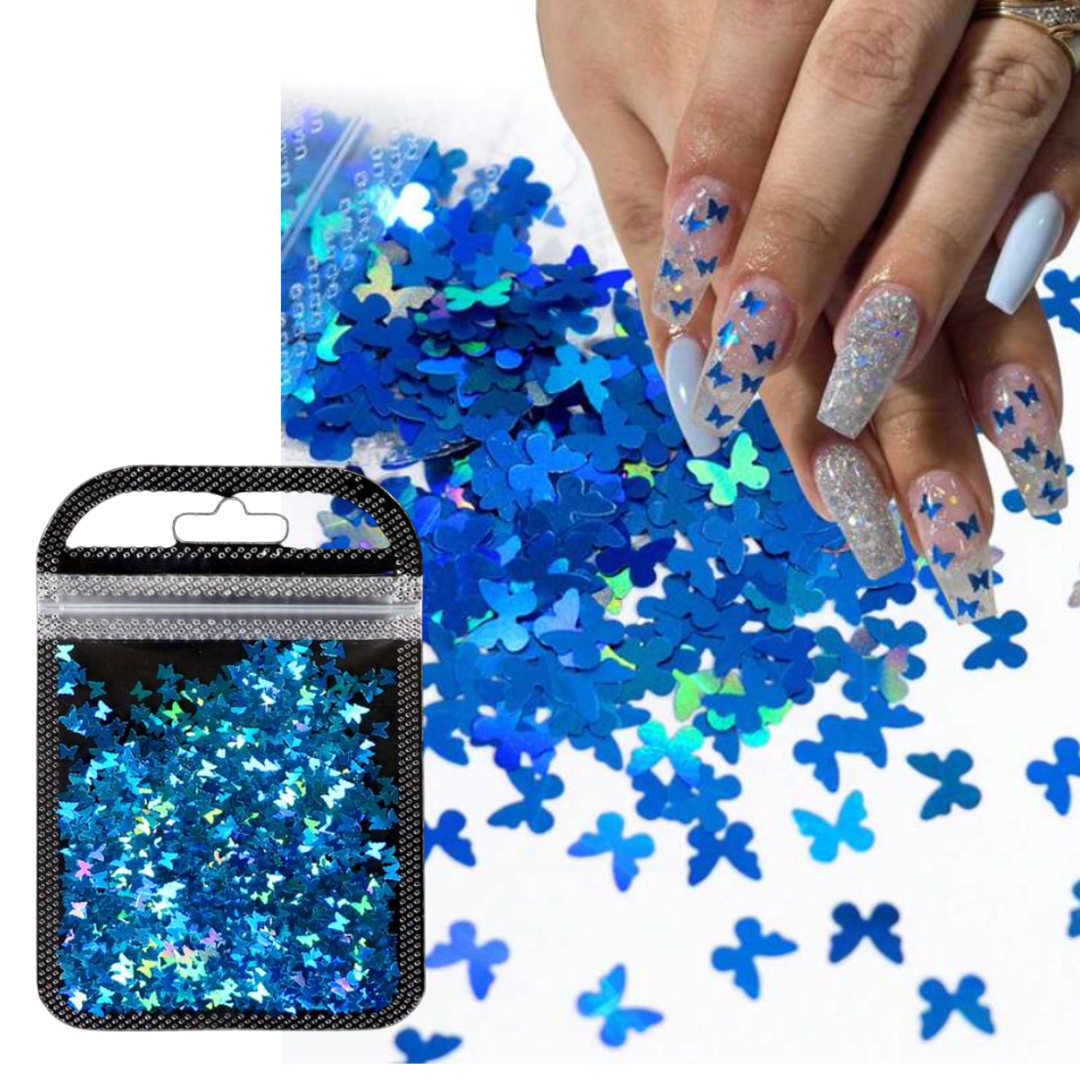 GUAPÀ® Nail Art Decoratie Blauw Vlinder Glitters