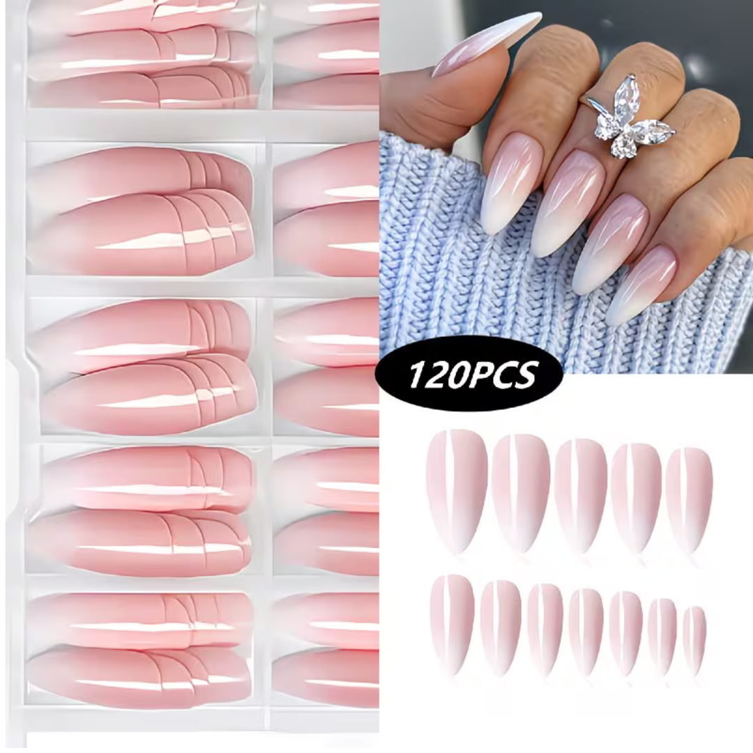 Plaknagels 120 Pcs Babyboom Pink | Almond Tips