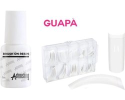 GUAPÀ - Kunstnagel Set voor het zetten van Nagelverlenging - 100 stuks French Manicure Wit + 5 ml nagellijm - Acrylnagels - Tips - Nepnagels pakket