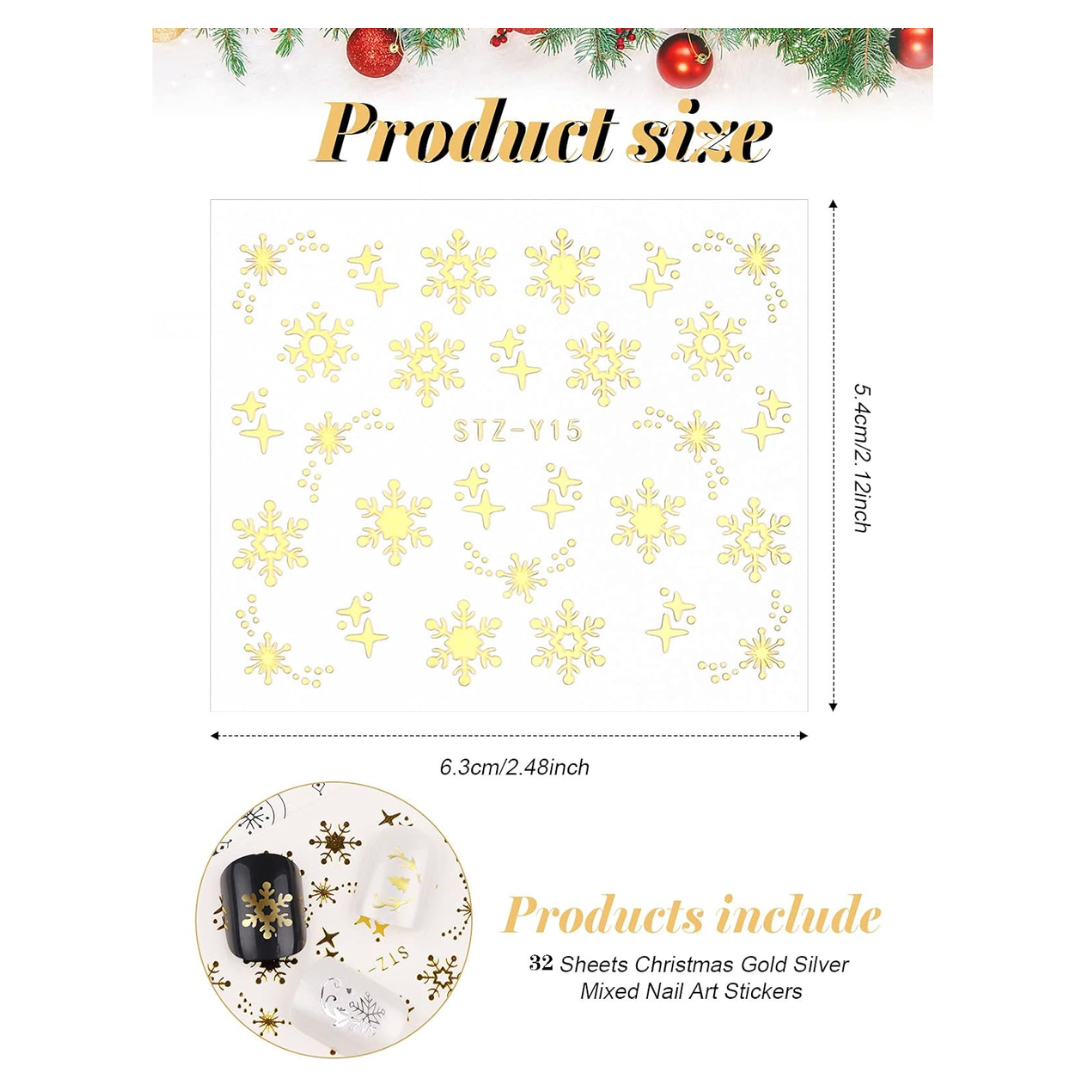 GUAPÀ® Nail Art Nagelstickers 32 vellen kerst nagelstickers