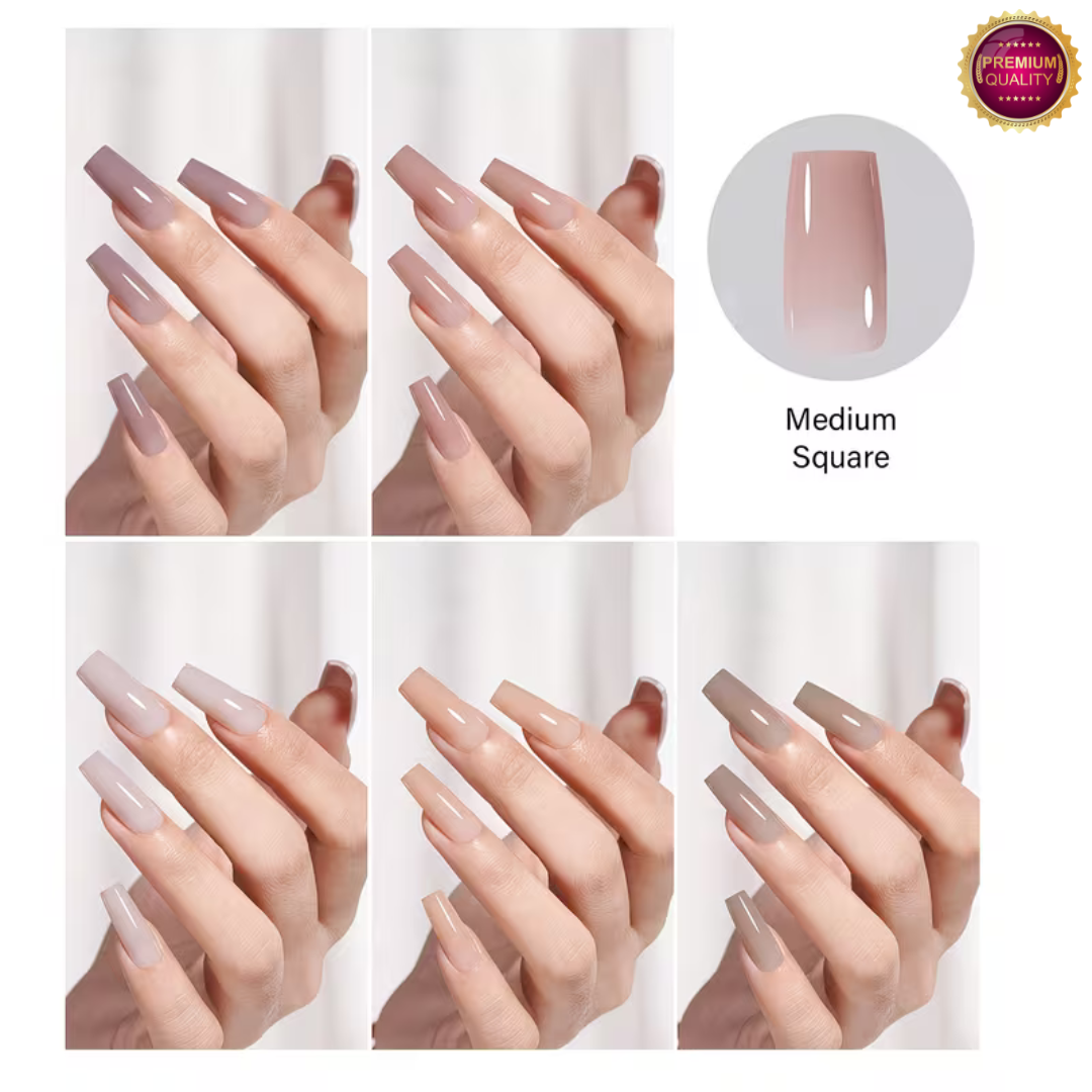 Plaknagels Vierkante Nageltips 240 Pcs | Diverse Nude Kleuren