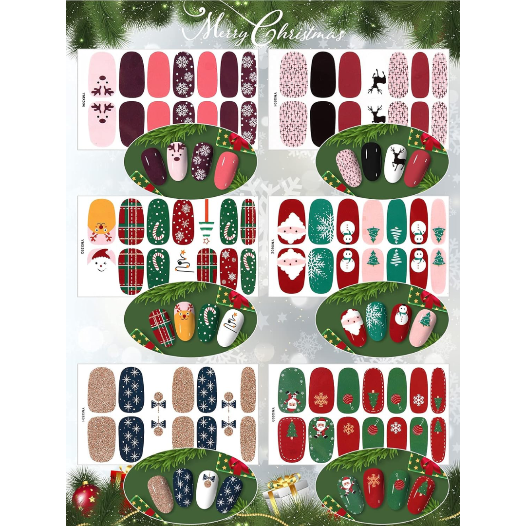 GUAPÀ® Nagelstickers & Nail wraps 12 Vellen Nagelstickers met Kerst vormen