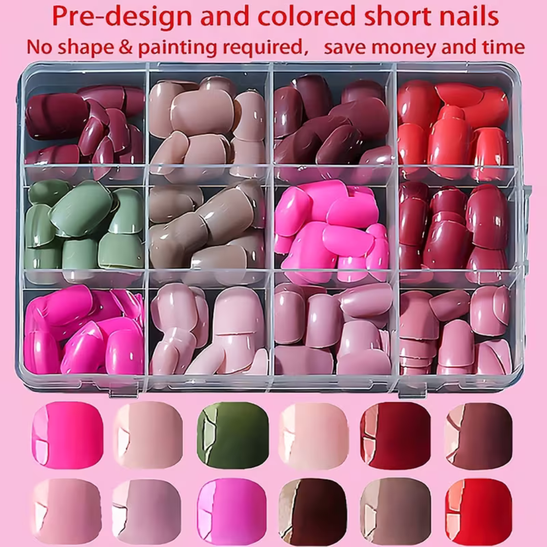 Plaknagels 288 Pcs Diverse Nude Kleuren | Korte Nagel Tips