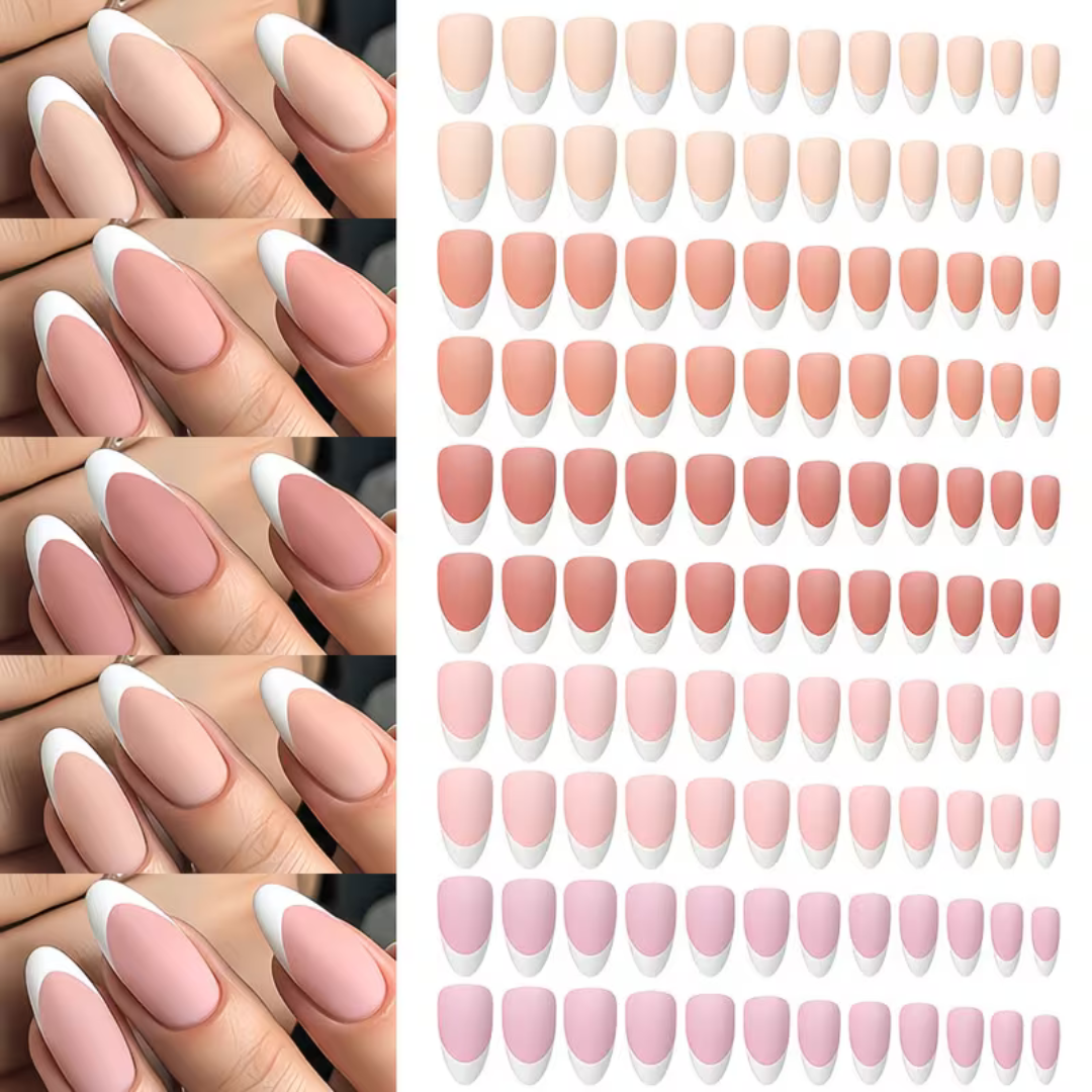 Plaknagels Almond Tips | 360 Pcs Nude Tinten French Manicure
