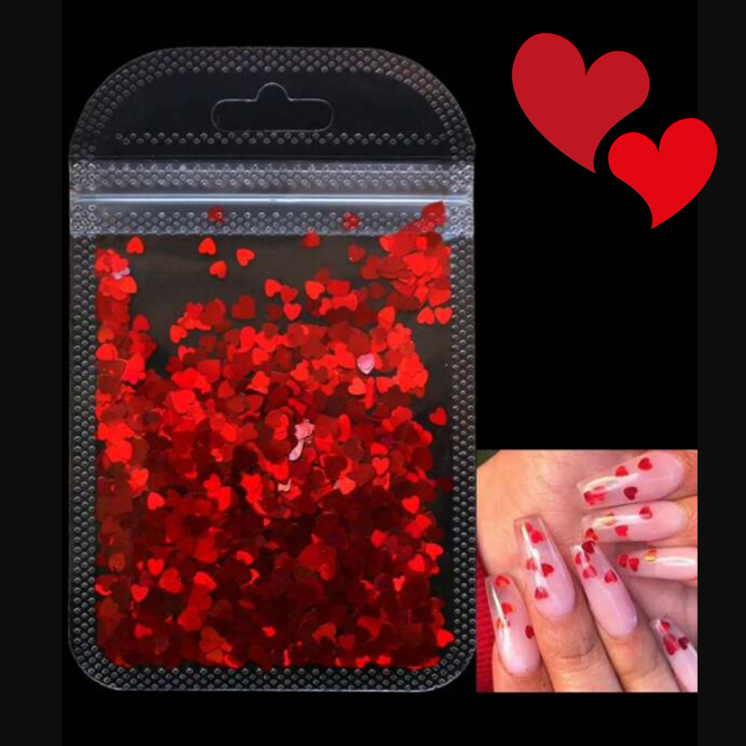 GUAPÀ® Nail Art Decoratie Rode Hartjes Glitters