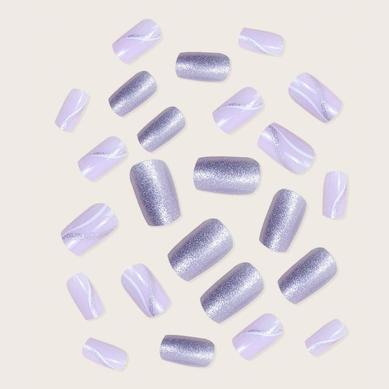 GUAPÀ® Plaknagels | 24 stuks valse nagels | Roze met glitters