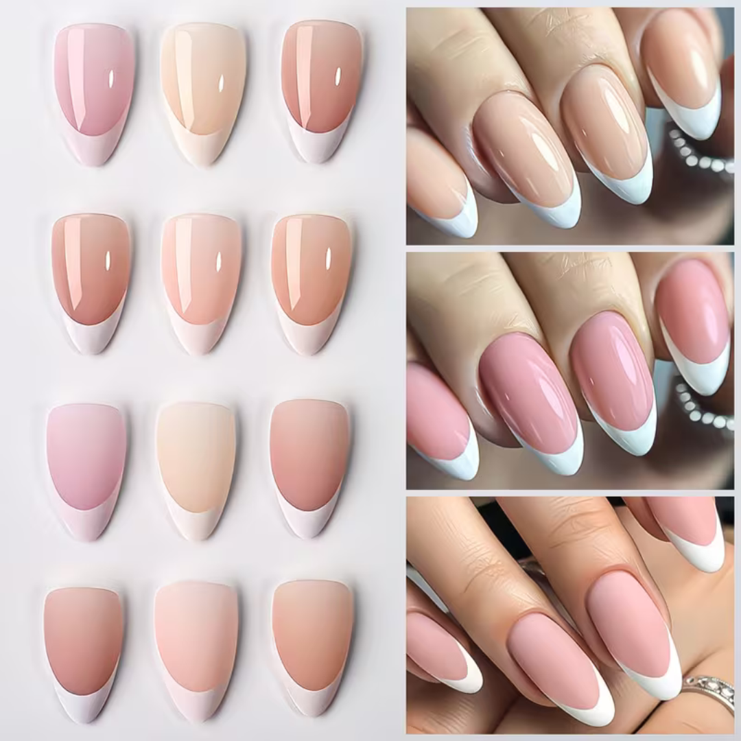 Plaknagels Almond Tips | 360 Pcs Nude Tinten French Manicure