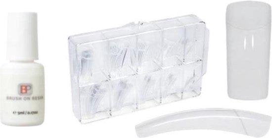 Nageltips 100 stuks Transparant + 5 ml nagellijm - Acrylnagels - Tips - Kunstnagels pakket