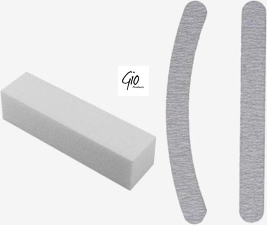 Nagel Vijlen Set Kunstnagels / Witte Blokvijl 100 / 100 + Zebra vijl Banaan 100 / 180 + Zebra Vijl Recht 100 / 180 GIT - High Quality - Professionele markt