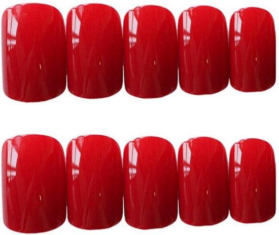 Plaknagels / Nageltips Set Rood - 24 stuks - Kunstnagels met plakstrips - Nail Art Tips Acrylnagels & Gelnagels - Nepnagels Set