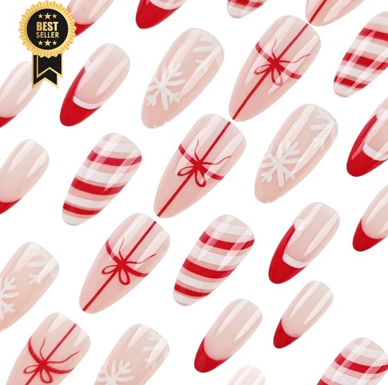 GUAPÀ® Plaknagels Kerst Thema | Nepnagels | Kunstnagels | 24 stuks plaknagels Kerst Nagels