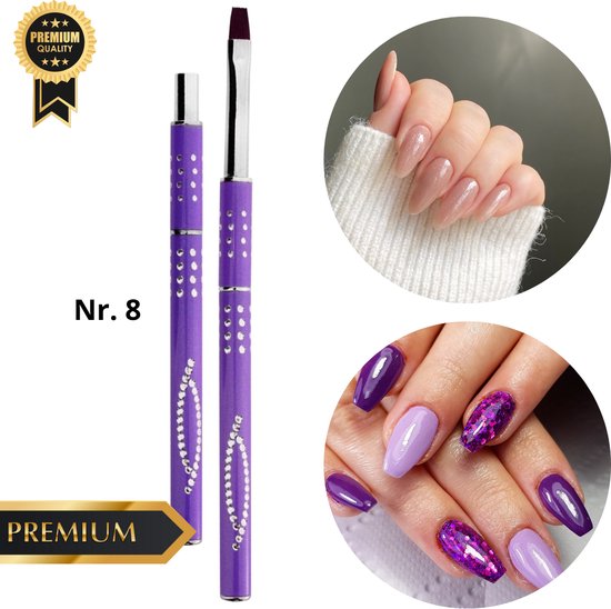 GUAPÀ® Gel Penseel | Maat Nr. 8 | Nagel Penselen | Builder Gel Penselen | Nail Brush | Nepnagels | Gellak | Gelnagels | Builder Gel | Gel Penseel Paars Nr. 8
