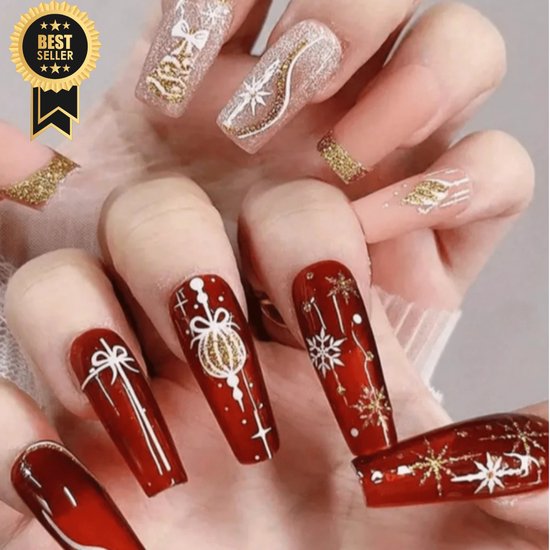 GUAPÀ® Kerst nagelstickers | 4 Nagelstickers kerstvellen goud/wit