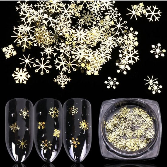 GUAPÀ® Nail Art | Nagel decoratie | Nagel steentjes | Gouden Kerst Vlokken | Nail Art Stickers | Nagelstickers