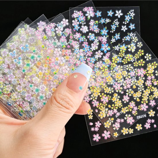 GUAPÀ® Bloemen stickers | 24 vellen Diverse Nagel Stickers |500pcs 3D Bloemen Diverse kleuren