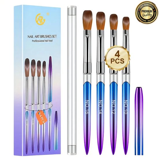 GUAPÀ® Acryl Penselen 4 delige set | 4 Pcs Nail Brushes | Nagel Penselen | Nail Art penselen | Nail Brush | Nepnagels | Acrylic Nails | Acrylic Brush Nr 10, Nr 12, Nr 14, Nr 16 | Acryl Liquid | Acryl Poeder | 4 Pcs Penselen Acrylic Nail Brushes