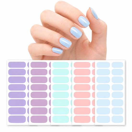 GUAPÀ® Nail Wraps Nagellak Nagelstickers - 5 Vellen - Nagellak Wraps - Nagel Stickers - Plaknagels - Diverse kleuren Nagel Folie - 5 Vellen Nagelstickers - Kunstnagels - 5 Vellen Nail Wrap Nagellak Stickers Pastel Tinten