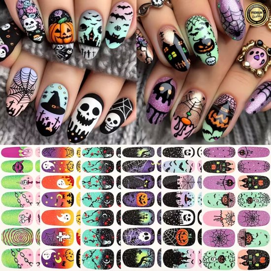 GUAPÀ® Nagelstickers & Nail wraps - Nail Art - Nagel Folie - Halloween Stickers - Nagelstickers Diverse Patroontjes - Nagellak Stickers - 6 pcs Nail Art stickervellen Halloween Wraps Nagels