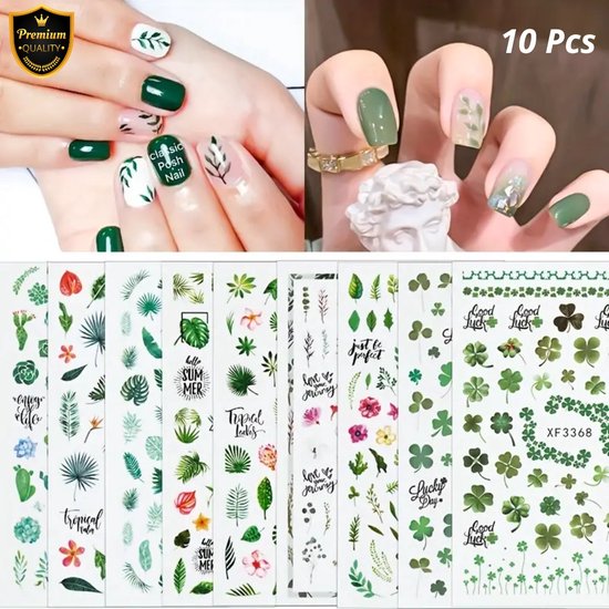 GUAPÀ® Nagelstickers Blaadjes | 10 Vellen nagel stickers blaadjes en bloemetjes | Nail Decals | Nail Art | 10 vellen Nagelstickers Herfst & Winter Nagels