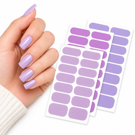 GUAPÀ® Nail Wraps Nagellak Nagelstickers 48 Pcs | Nagellak Wraps | Nagel Gel Stickers | Nagel Folie | Diverse kleuren Nagel Folie | 3 Vellen Nagelstickers | Kunstnagels | 3 Vellen Nail Wrap Nagellak Stickers Paars Roze Tinten
