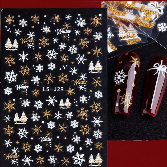 GUAPÀ® Kerst nagelstickers | 4 Nagelstickers kerstvellen goud/wit