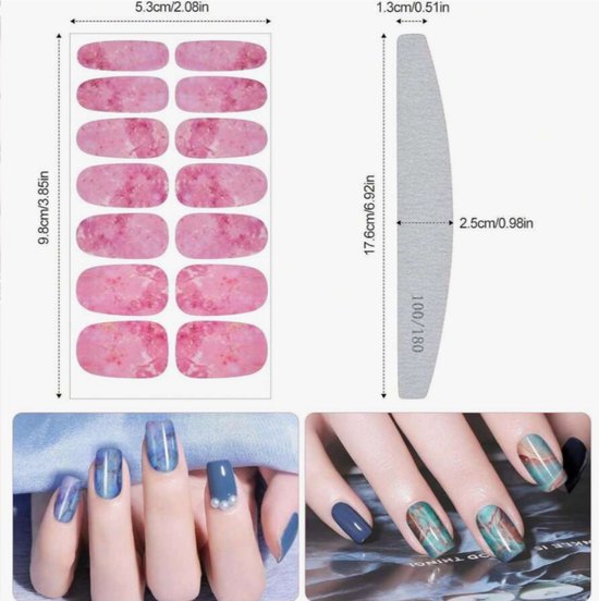 GUAPÀ® Nagelstickers & Nail wraps - 12 Nail Art Stickervellen | Marmer Look