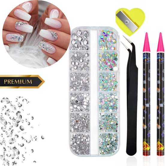 GUAPÀ® Nail Art Kit | Rhinestones | Strass Steentjes | Diamantjes | Nagel Decoratie | Feest Nagels | Plaknagels | Nagelstickers | Gellak | Acrylic Nails | Nagel Glitters | 5 Delige Nail Art Kit
